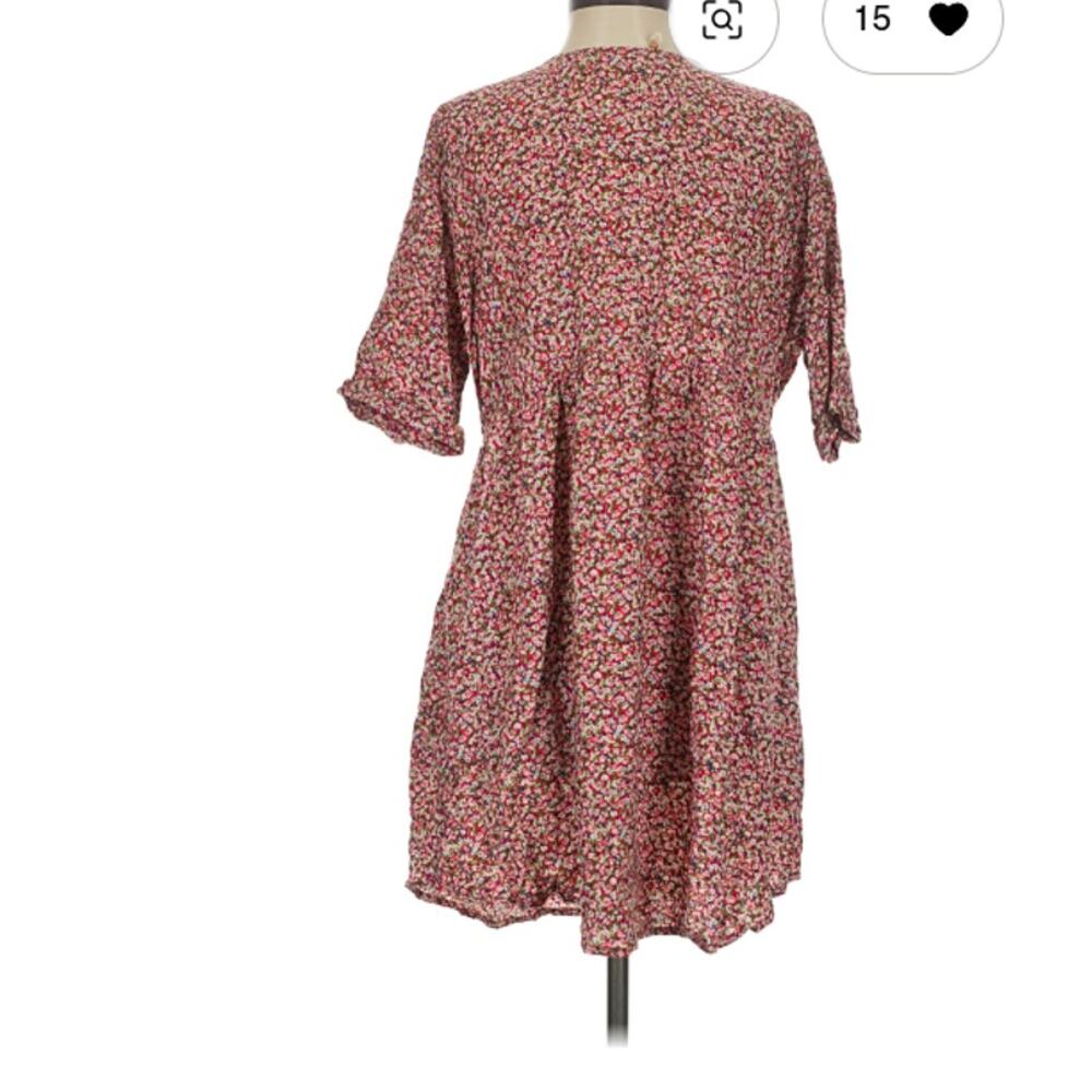 Natural Life Floral Mini Dress XS/S Boho Cottagecore Puff Sleeve Pocket Dress - Picture 4 of 9
